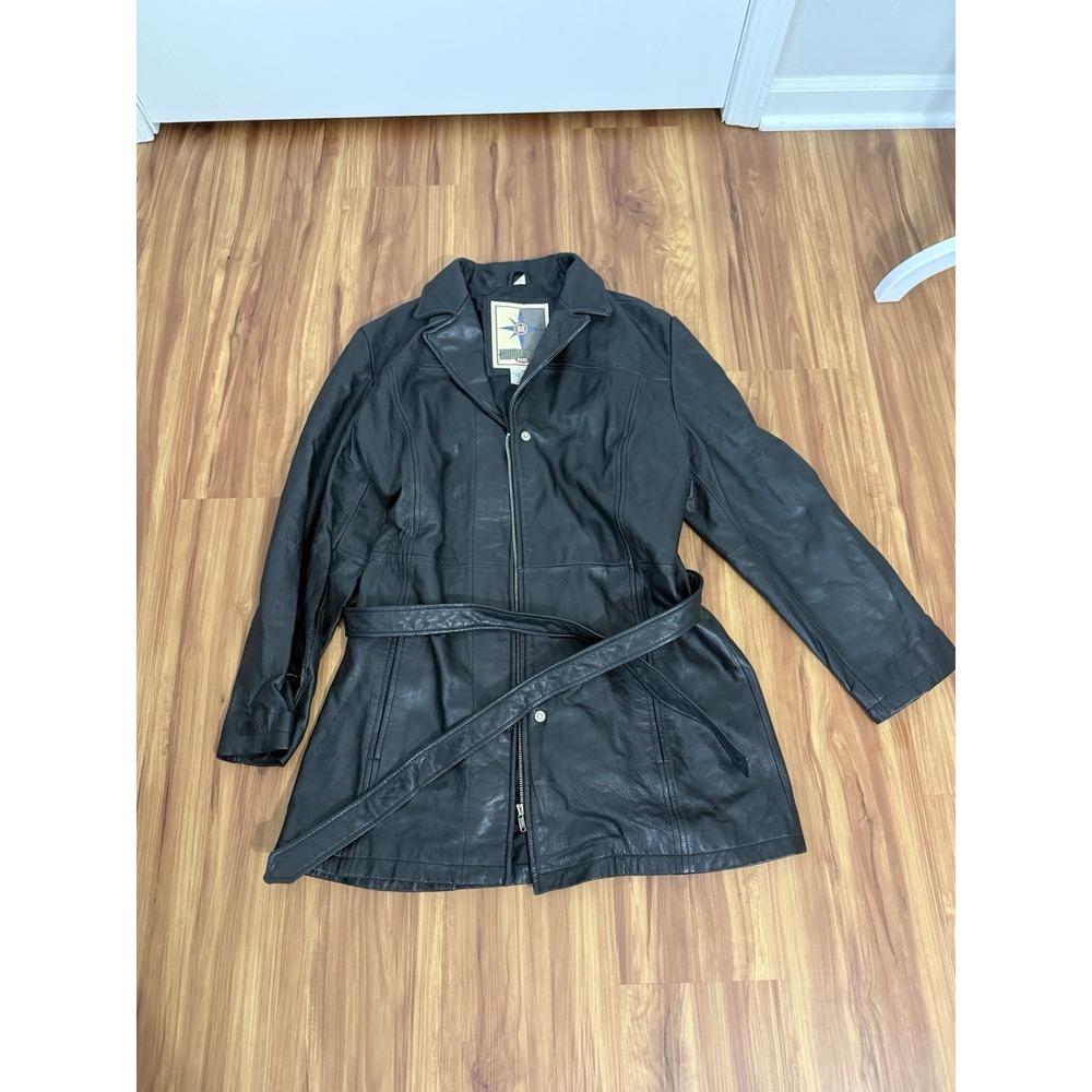 Middlebrook Park Vintage Genuine Leather Full Zip Jacket Size Medium Black Biker